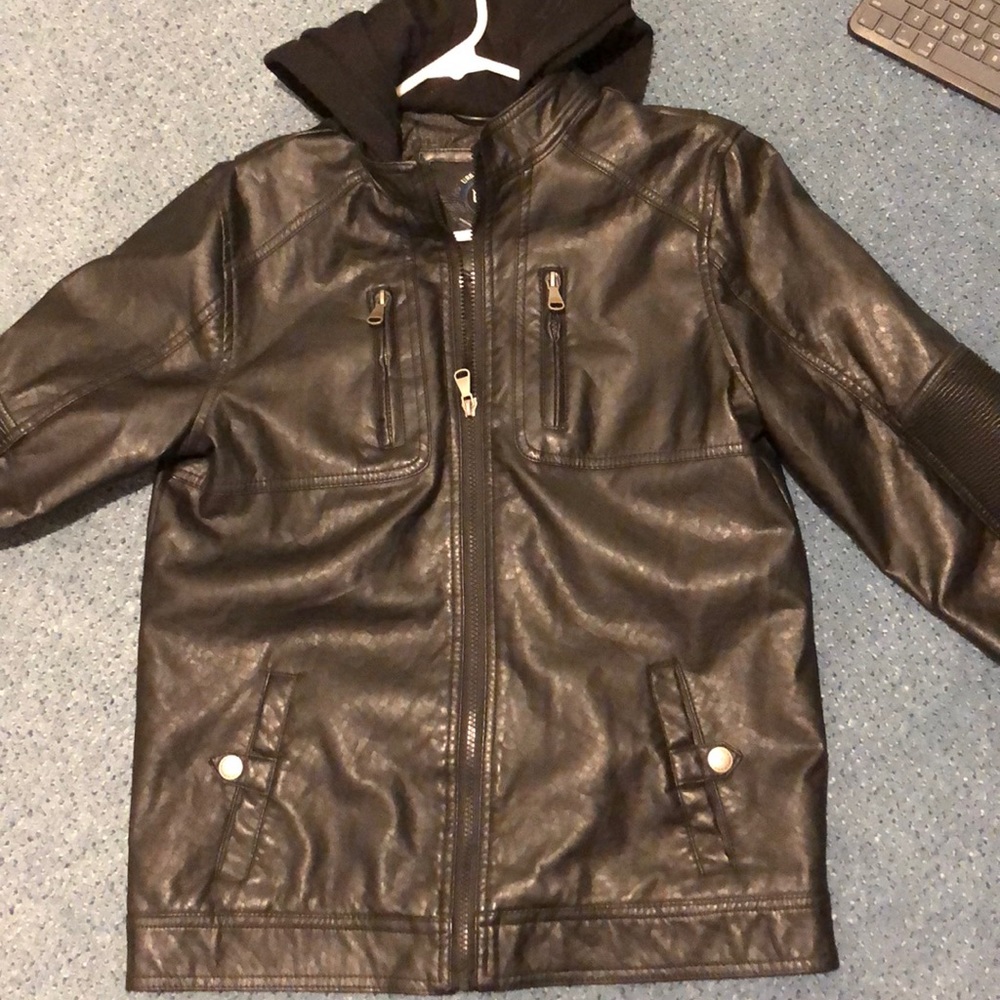 Xl boys pleather black jean jacket